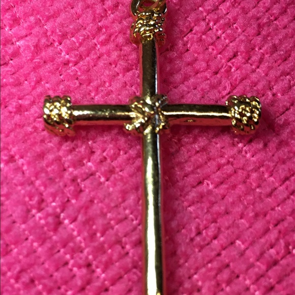 Golden Cross with rope ties pendant - Picture 5 of 5